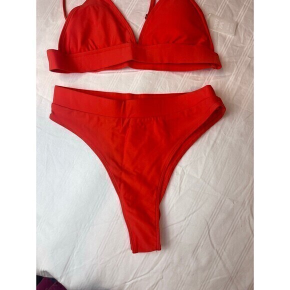 Double Zero Bright Orange High‎ Cut Bikini Set Size Small RefN04 - Picture 6 of 8